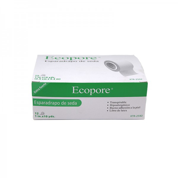 Esparadrapo Ecopore Unidix Seda 2,5 x 10m (Caja 12 Unidades)